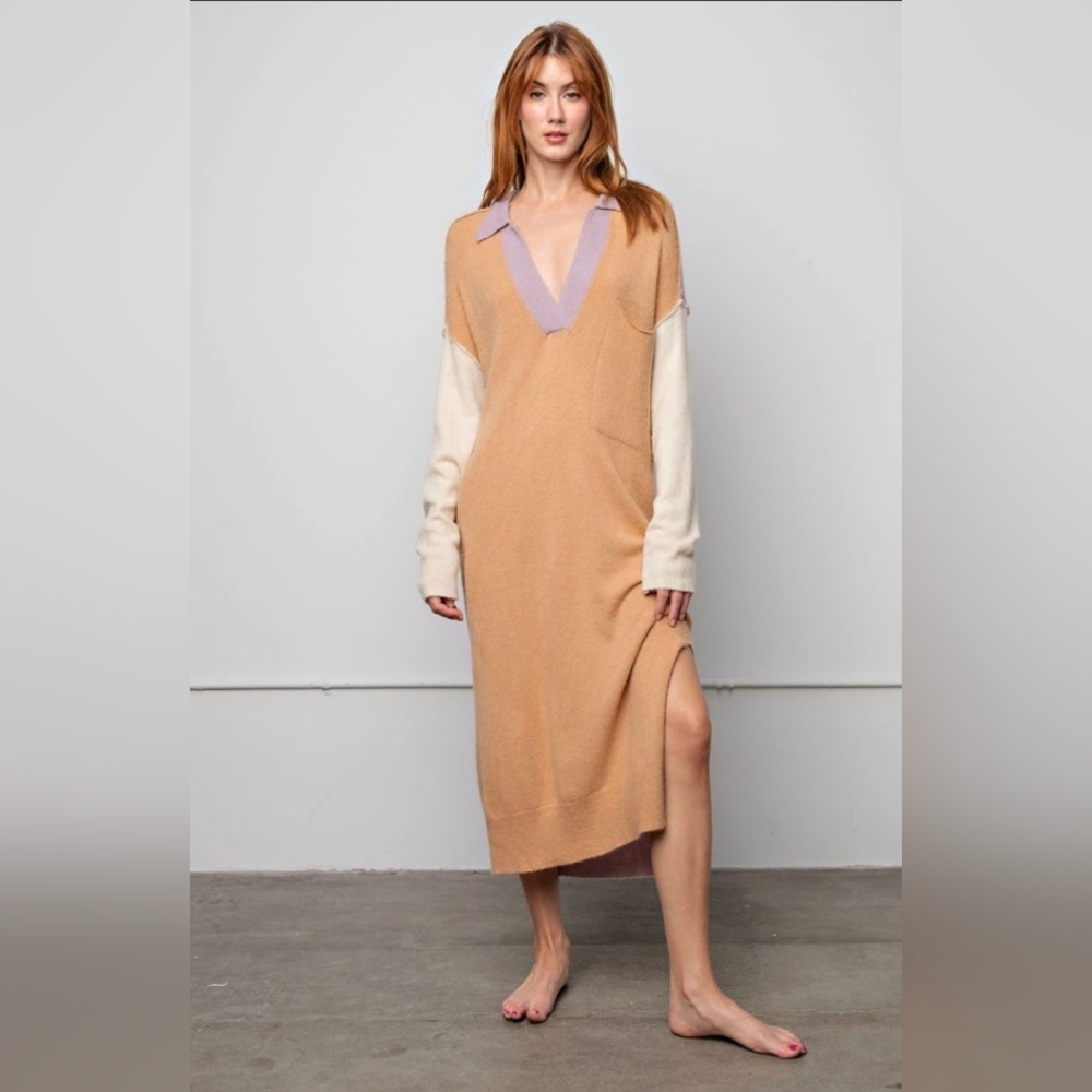 Easel Color Block Sweater Dress | Size S NWT